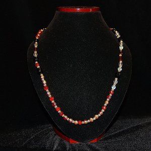 Black, Red, and Gold beaded necklace